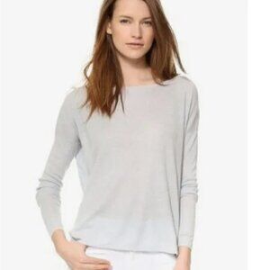 Theory Forestra Sag Harbor Light Blue Bateau Neck Linen Blend Sweater L